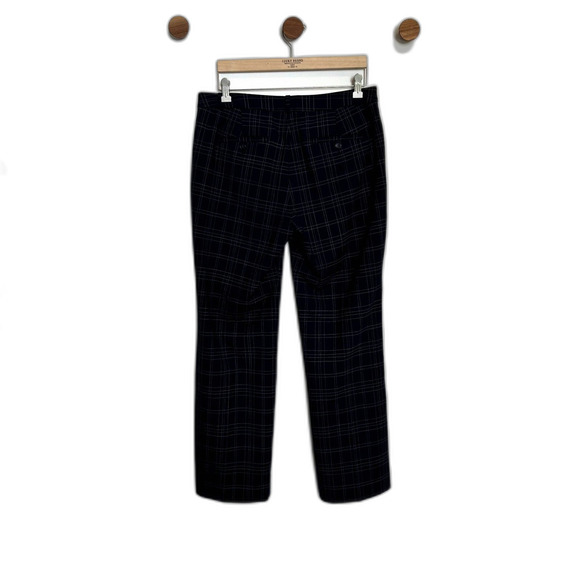 Banana Republic Logan Trouser-Fit Wool-Blend Pant Career Size 8S Blue Plaid - Picture 8 of 16